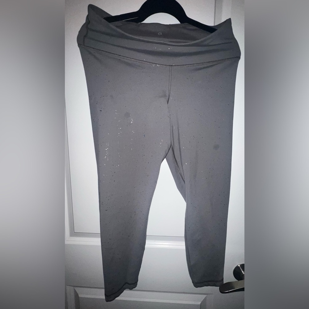Gap Fit Plus Size Grey Freckled Workout Leggings - Size Large